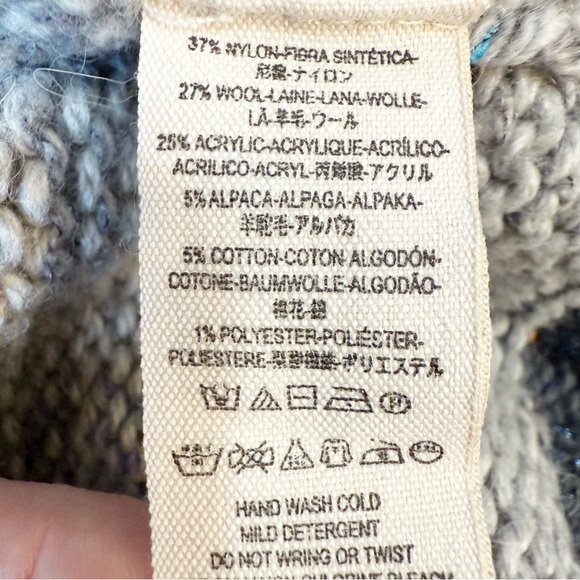 Free People I Heart You Wool Blend Cropped Aztec Print Sweater Grey Size Small - Picture 10 of 11